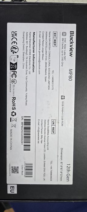 Blackview MP80 Мини компютър, 16GB RAM, 512GB, черен