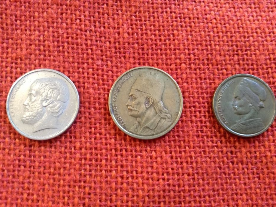 Гръцки монети, 5 броя, емисии от 1978г. до 1982г