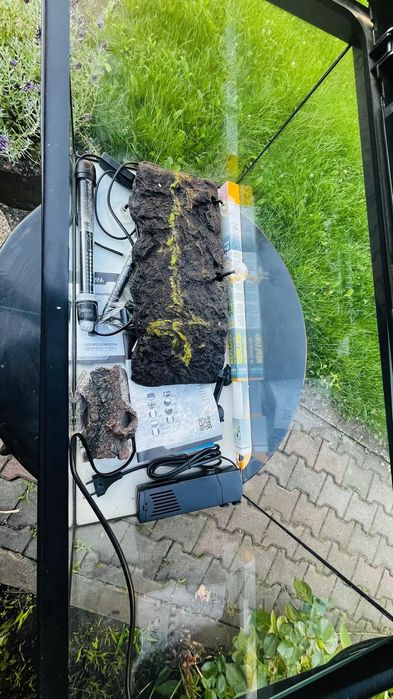 Acvariu nou complet 60 × 30 × 37 cm, cu capac, iluminare și accesorii
