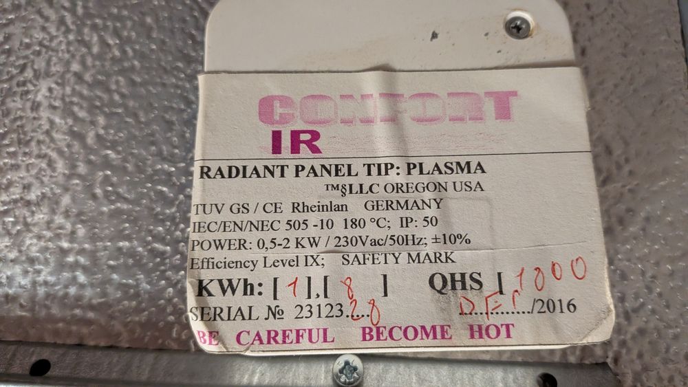 Plasma termica, panou termic infraroșu 1800W