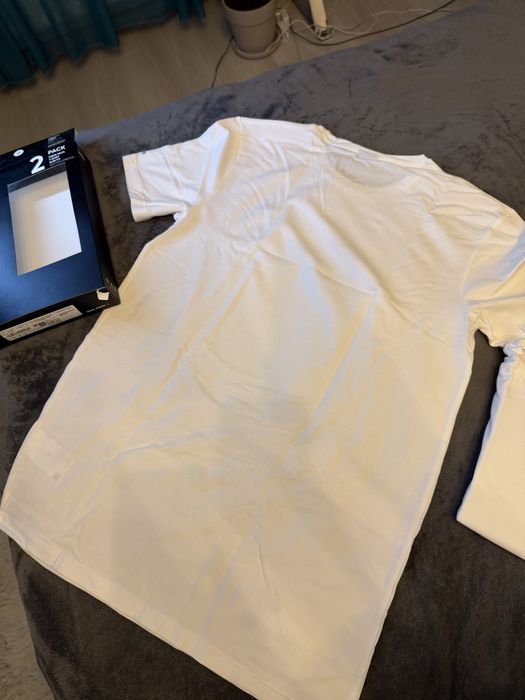 BOSS set 2 tricouri albe cu logo boss pe maneca bumbac M noi