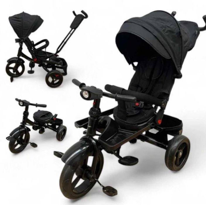 Tricicleta copii Cu pozitie de somn Muzica / lumini 8 luni-4 ani NEGRU