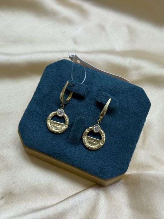 Золотые серьги с фианитами