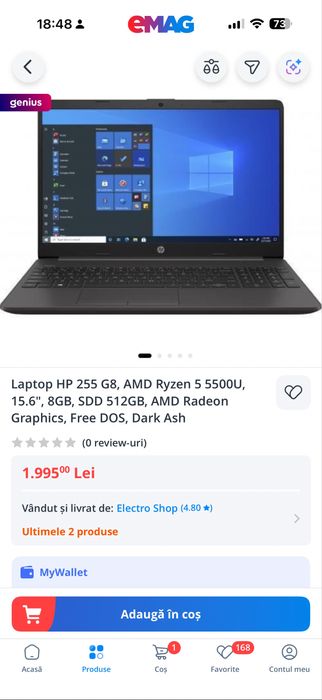 Laptop HP 255 G8, AMD Ryzen 5 5500U, 15.6", 8GB, SDD 512GB
