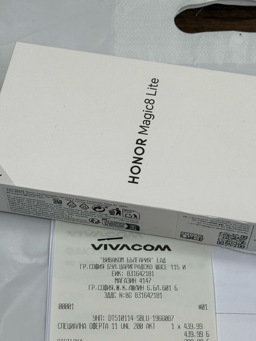 ЗАПЕЧАТАН 512GB Honor Magic 8 LITE 5G Vivacom Гаранция 2028г. Black / Черен