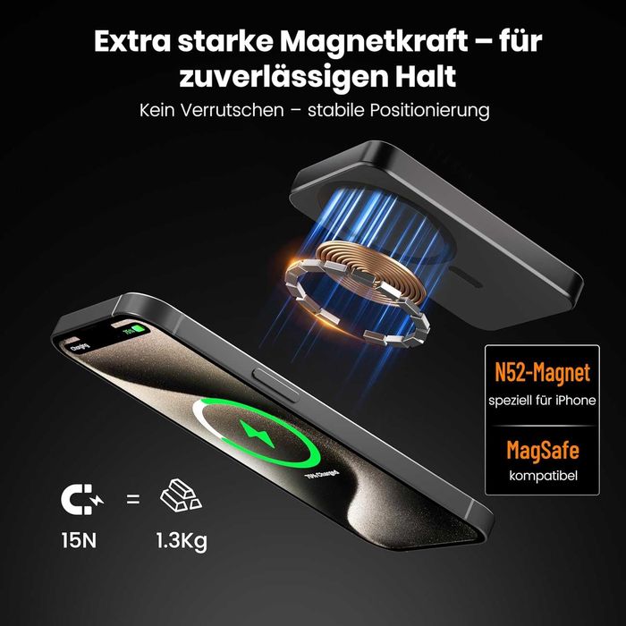 Baterie ext magnetică Kstime 10000mAh, wireless PD20W cu intrare și ieșire USB-C,alb,sigilat