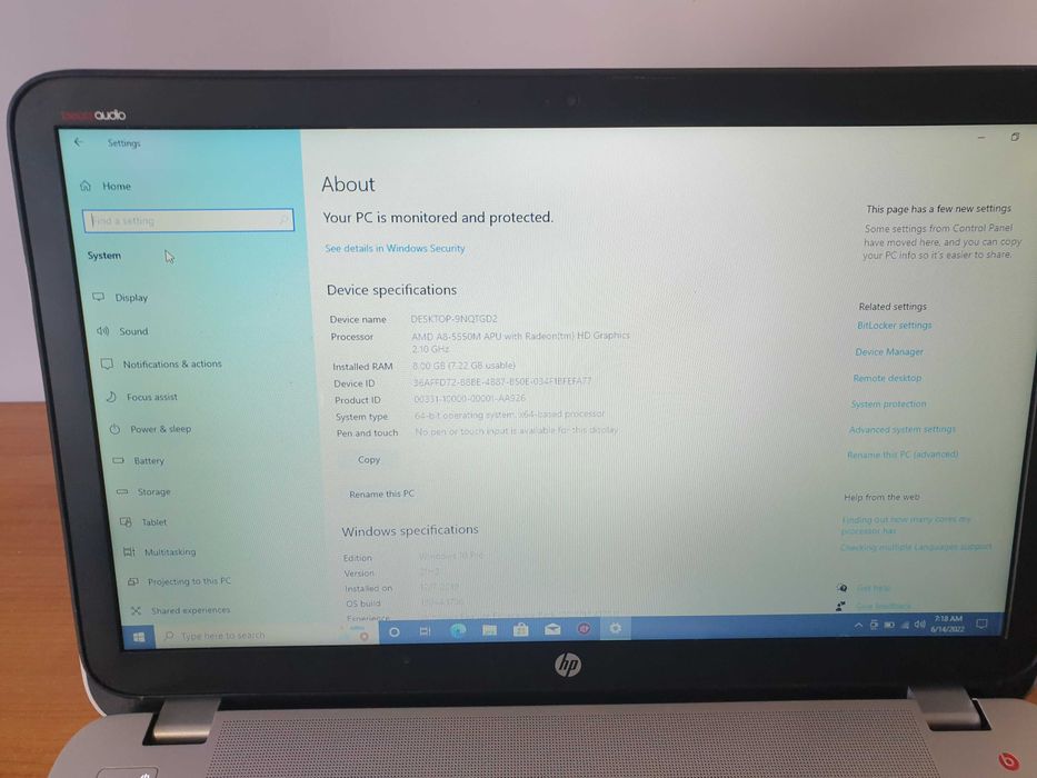 Laptop  GAMING HP ENVY 15-j118so 15,6''1TB HDD 8GB Ram Amd A8