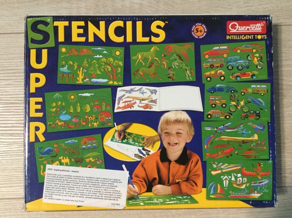 Sabloane pentru desen Super Stensil, penar carioci
