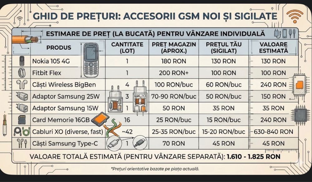Lot Accesorii GSM Noi/Sigilate (Samsung, Nokia, Fitbit, XO)