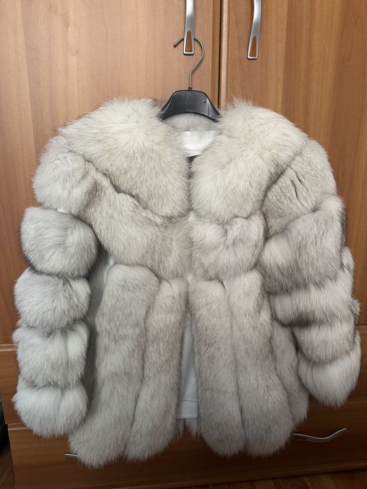 Haina din Blana naturala vulpe alba