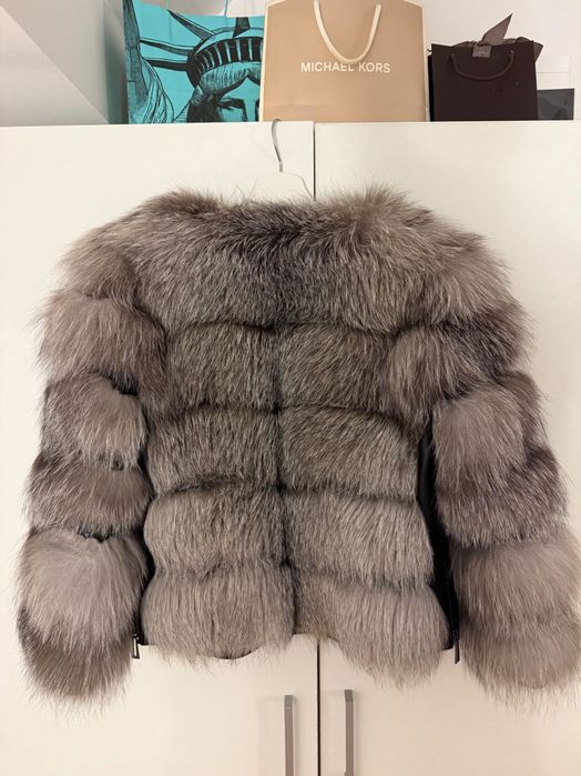 Blana naturala vulpe polara argintie S