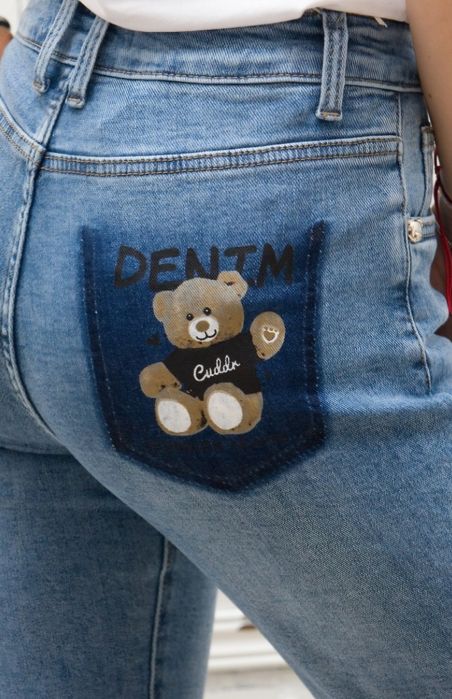 Дънки Mom fit мече