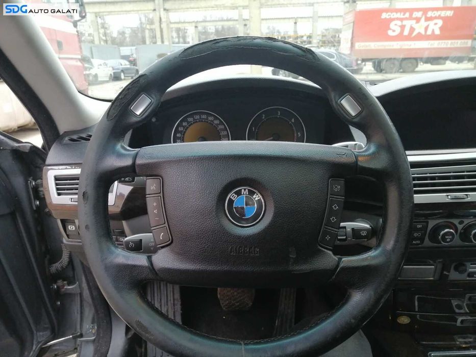 Volan Piele 4 Spite Gol Uzat pentru Retapitare BMW Seria 7 E65 E66 730 Facelift 2001 - 2008