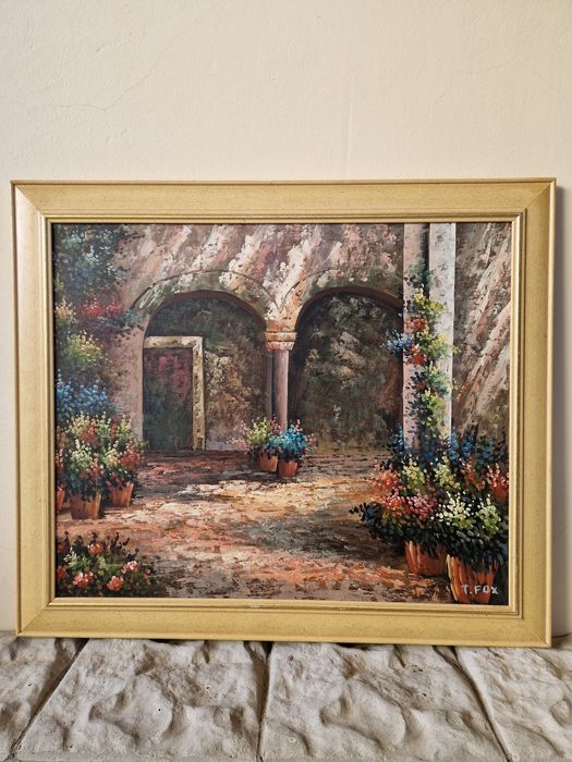 Страхотна антикварна авторска майсторска картина масло върху платно