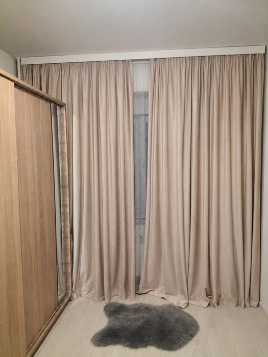Set draperii catifea superbe, NOI, de lux, culoarea bej deschis 2x 260x258 cm