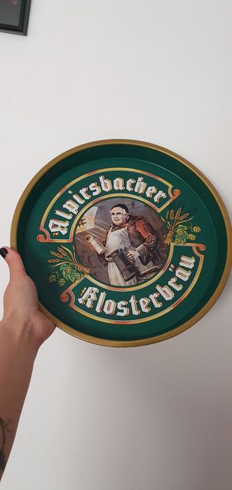 Tava metalica pentru servire bere Alpirsbacher Klosterbräu