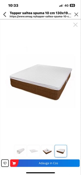 Topper saltea spuma 10 cm 130x190