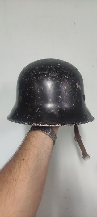 Оригинален немски алуминиев шлем M34 – Противопожарна охрана (Feuerwehr) с име отвътре
