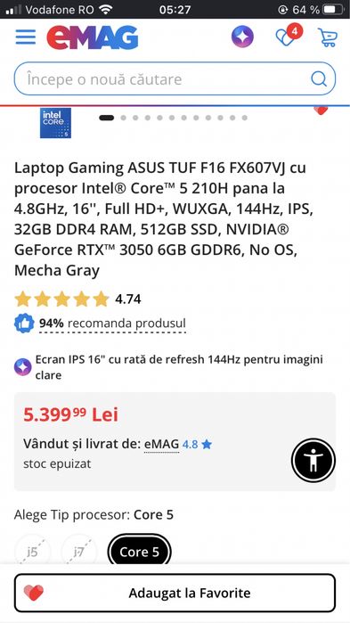 Laptop gaming asus tuf f16 32 ram NOU GARANTIE 2 ani