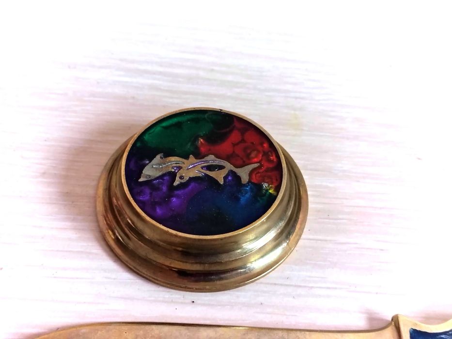 Страхотен Бронзов Комплект За Бюро Нож И Притисквач