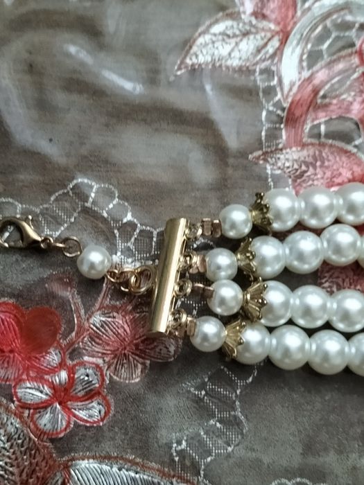 Set elegant colier ( 42 cm) + brățară reglabilă cu perle și cristale