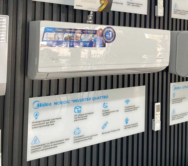 Premium Кондиционер Midea Nordic - 12,000 Btu/ Inverter/ Супер Мощный