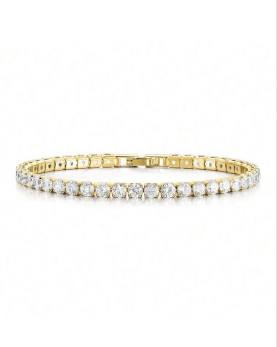 Bratara tenis placata cu aur 18k, 3mm, 17 cm + prelungire 1,5 cm