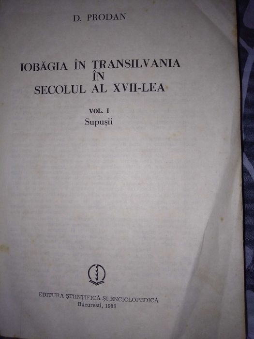 Carte Iobagia din Transilvania în sec VII, vol I