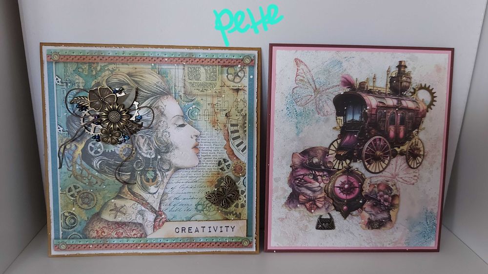 Коледни Стиймпънк картички и изскачаща кутия, Манга, ръчно изработени