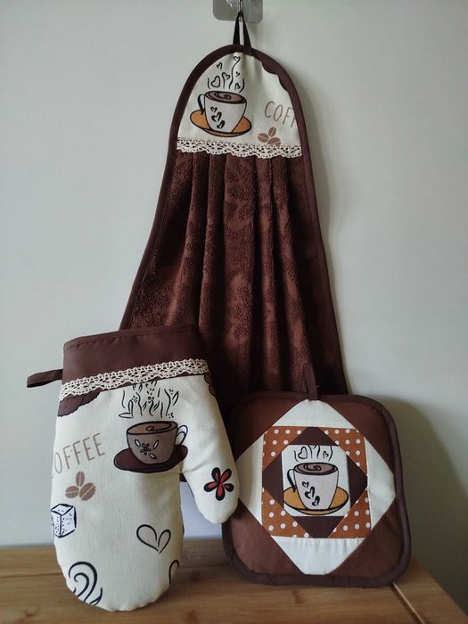 Кухненска ръкохватка, ръкавица и хавлия