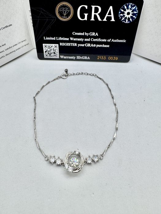 Сребърна гривна с мойсанит (Диамант) 0.5 карата