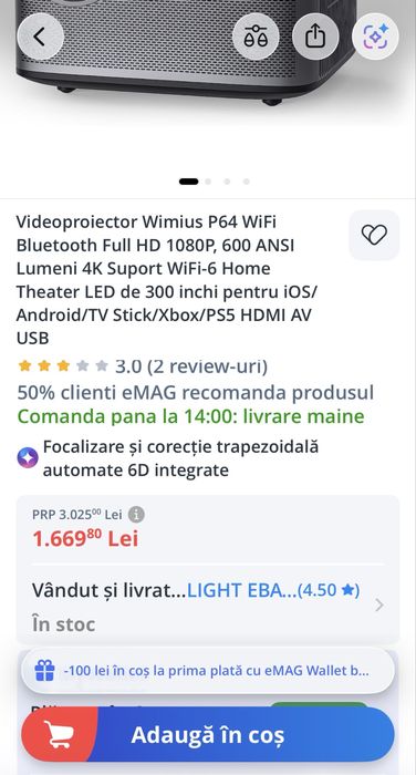 Videoproiector Led WIMIUS P64 perfect functional