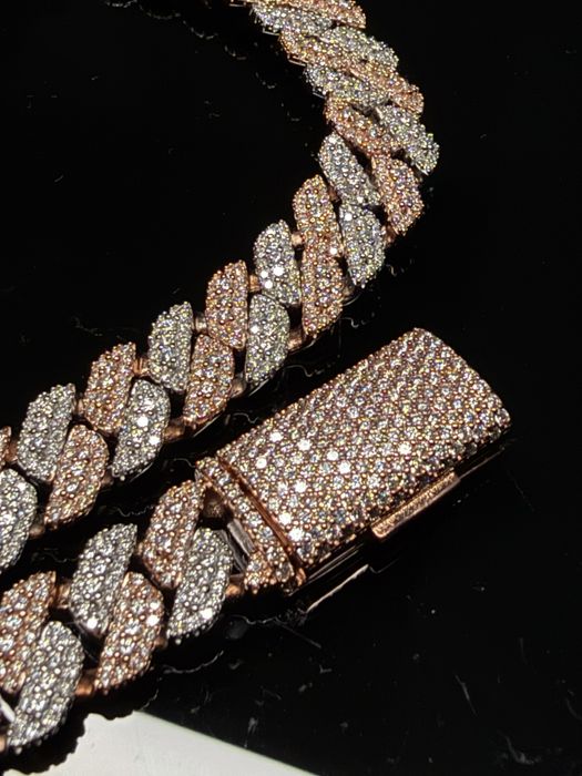 Colier Cuban Two Tone Argint 925 - Lab DVVS1 Moissanite