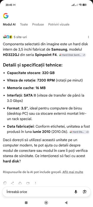 Hard disk intern Samsung 320 gb