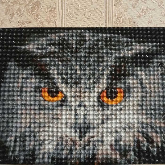 Картина Сова стразами.