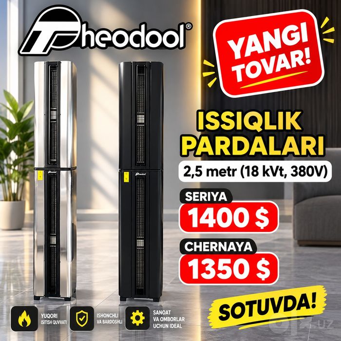 Theodool 2,5 metr 18 kW issiqlik havo pardasi 380V