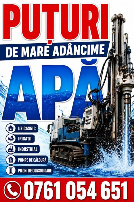 Executam foraje puțuri foram puțuri apa forat mecanizat foreza mecanizat forare adâncime fântâni apa PVC