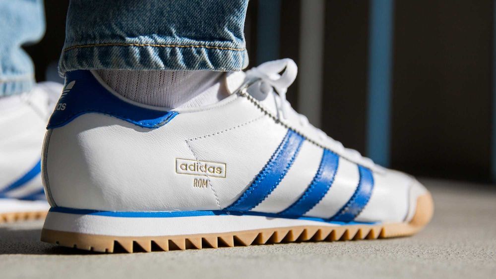 Adidas Originals ROM Leather White Blue Чисто Нови Ест Кожа UK8 / EU42