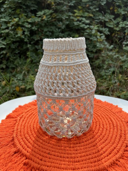 Плетени стъклени буркани / свещници / съхранение