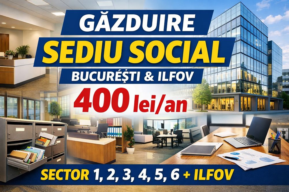 400 lei/an - Sediu social București - Sector 2, 3, 6, Ilfov