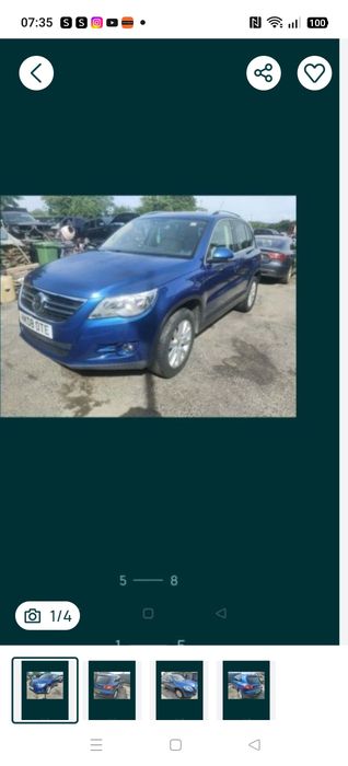 Piese motor cutie dsg cutie manuala injectoare alternator ușa calculator jante faruri grup spate aripa  vw Tiguan 2.0tdi 4 motion
