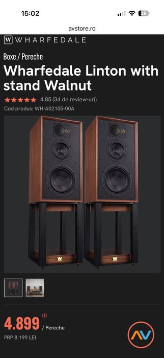 Sistem Audio HI-FI Boxe Wharfedale Linton 85 + Amplificator Marantz Stereo 70’s