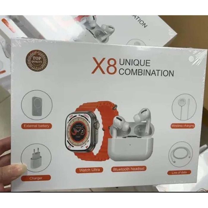 Смарт Часовник 6В1 комплект със Слушалки, Външна батерия, Адаптер Fast