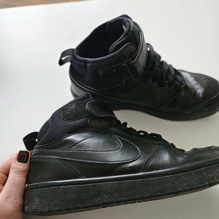 Leather Nike Court Borough MID 2 Unisex - Sneakers high - black