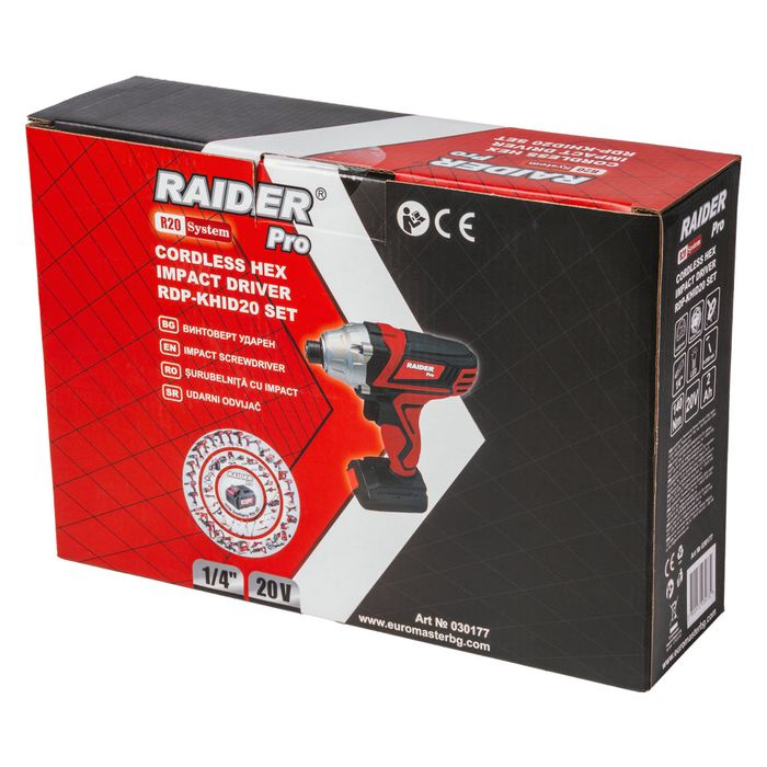 Masina de insurubat cu impact 1/4 hex 140nm 20v 2ah cu acumulator raid