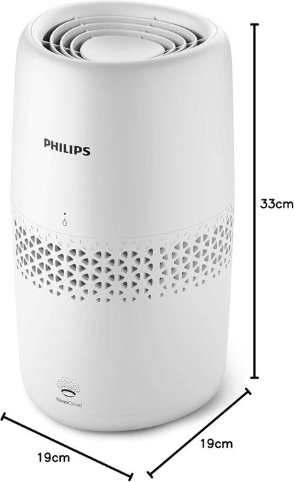 Изпарителен овлажнител Philips серия 2000, хигиенично овлажняване, 99,97% по-малко бактерии, резервоар за вода 2 л, 190 мл/ч, ултра тих