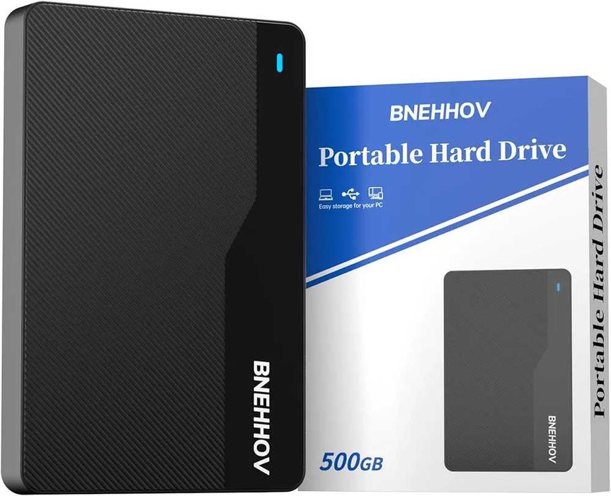 Нов Външен твърд диск BNEHHOV 500GB USB 3.0 Ултра тънък за PC, PS4, TV