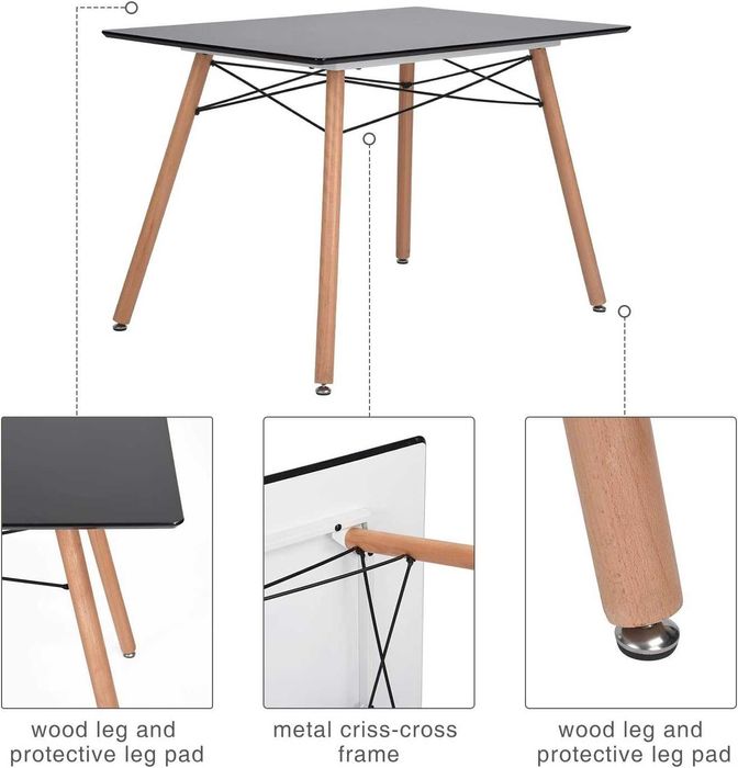 Правоъгълна трапезна/кухненска маса от бук, MDF 110 x 70 x 73 см Д Ш В
