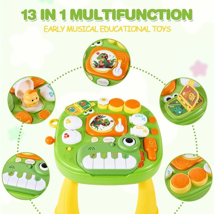 Интерактивна музикална маса „Динозавър с пиано“, масичка, плоча, яйца