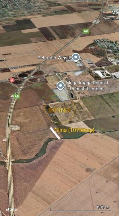 Teren intravilan Glina, Ilfov – 10750 mp, langa depozitele Megaimage